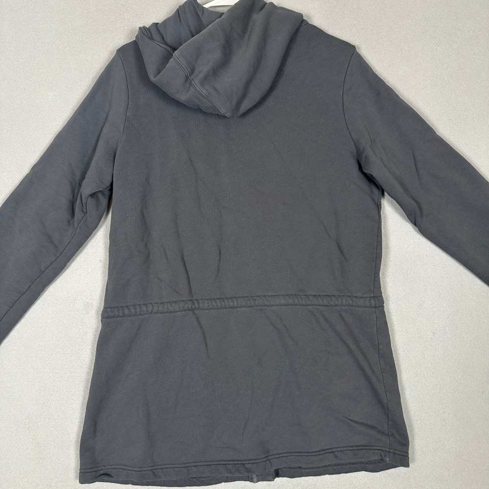 Lands End Jacket Womens Medium 10-12 Utility Grey Button-Down Hooded Drawstring - Picture 2 of 7